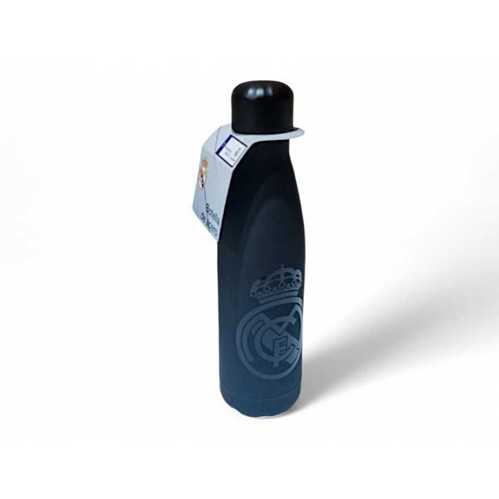 Botella Real Madrid Negra Rubberizada de Doble Pared