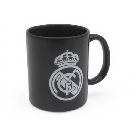 Taza Cerámica RM Negra con Escudo Blanco