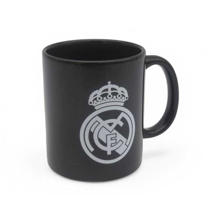 Taza Cerámica RM Negra con Escudo Blanco