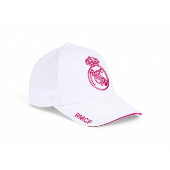 Gorra Real Madrid Blanca escudo Rosa