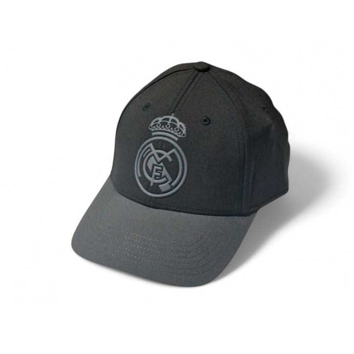 Gorra Oficial Real Madrid Negra escudo Gris