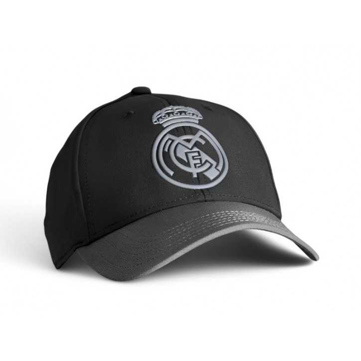 Gorra Oficial Real Madrid Negra escudo Gris