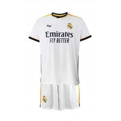Camiseta y Pantalón Real Madrid Primera Equipación de la Temporada 2023 2024 - Replica con Licencia Oficial - Talla Niños