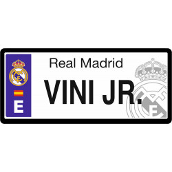 Matrícula del Real Madrid de Vinicius 14x6 cm