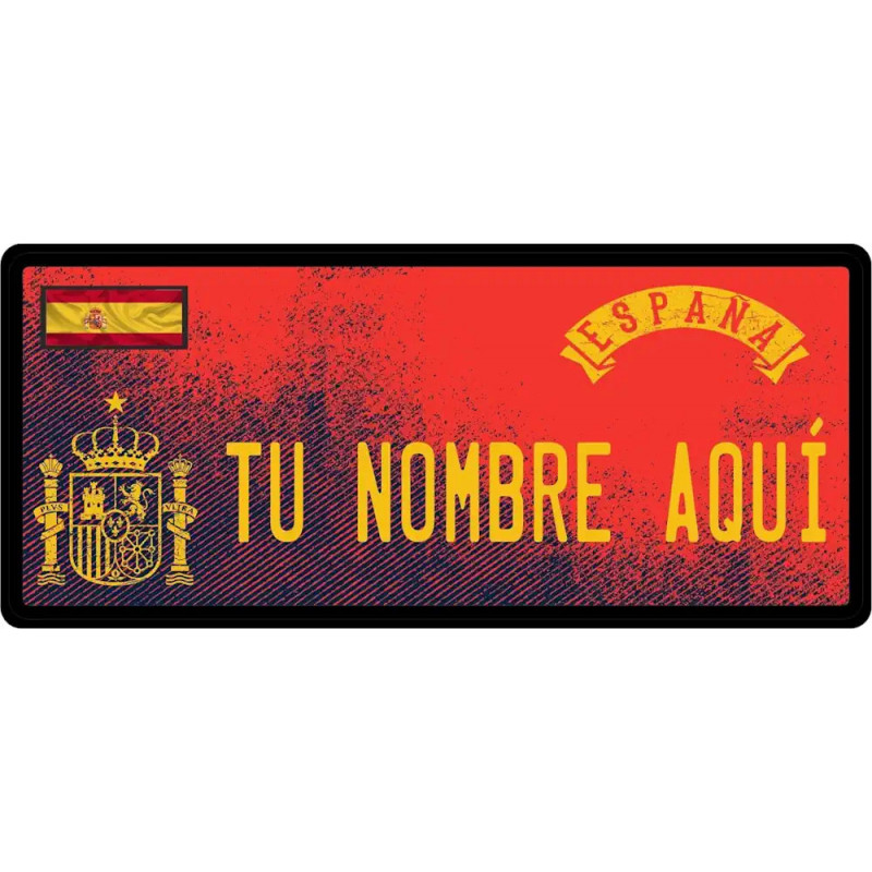 Matrícula de España Personalizada con Tu Nombre 6x14 cm