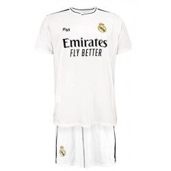 Camiseta y Pantalón Real Madrid Primera Equipación de la Temporada 2024 2025 - Replica con Licencia Oficial - Talla Niños