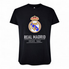 Camiseta Real Madrid Negra Escudo Grande Oficial | Producto Oficial - StockFutbol