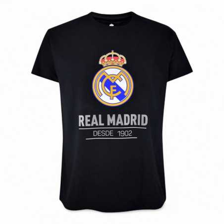 Camiseta Real Madrid Negra Escudo Grande Oficial | Producto Oficial - StockFutbol