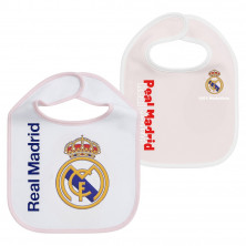 Baberos Real Madrid Rosa y Blanco Pack 2Uds | Producto Oficial