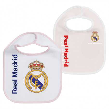 Baberos Real Madrid Rosa y Blanco Pack 2Uds | Producto Oficial