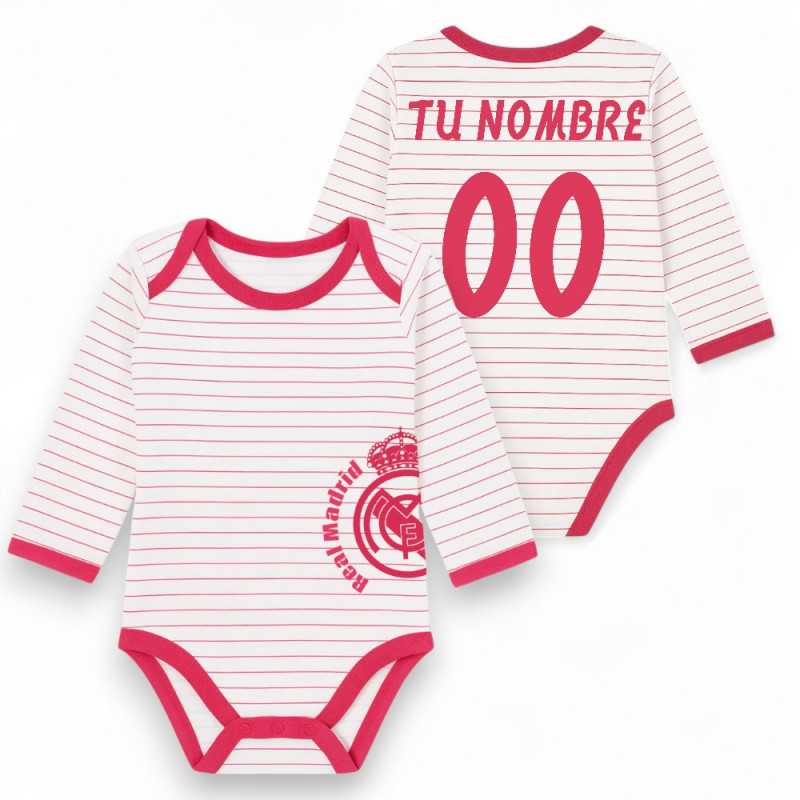 Bodie Personalizado Real Madrid Rosa Rayas Oficial Bodie Personalizado Real Madrid Rosa Rayas Oficial