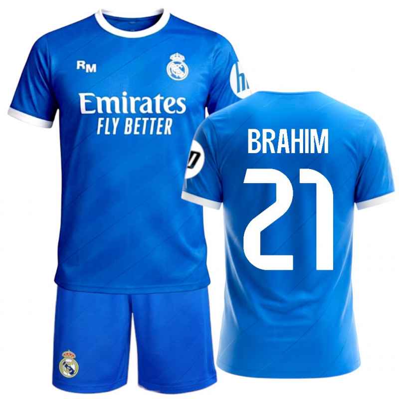 Kit Infantil Real Madrid Tercera Equipación Azul Brahim | Producto Oficial - StockFutbol