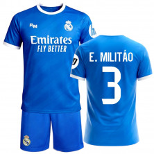 Kit Infantil Real Madrid Tercera Equipación Azul E. Militão | Producto Oficial - StockFutbol