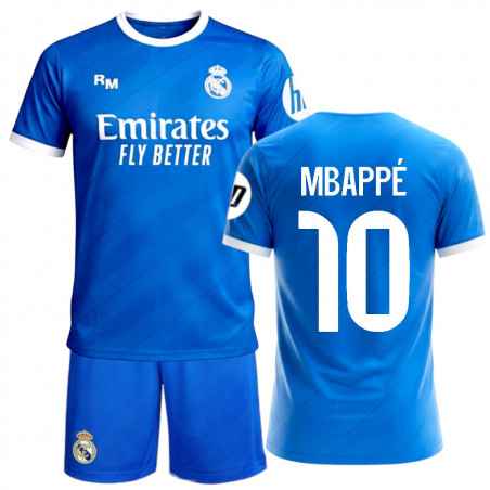 Kit Infantil Real Madrid Tercera Equipación Azul Mbappé | Producto Oficial - StockFutbol