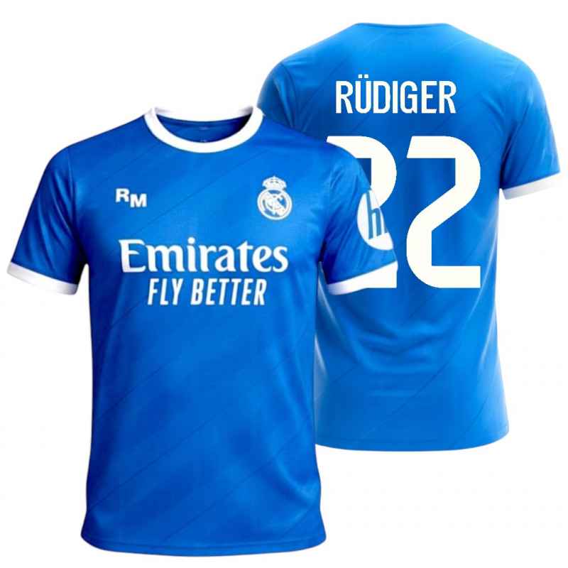 Kit Infantil Real Madrid Tercera Equipación Azul Rüdiger | Producto Oficial - StockFutbol