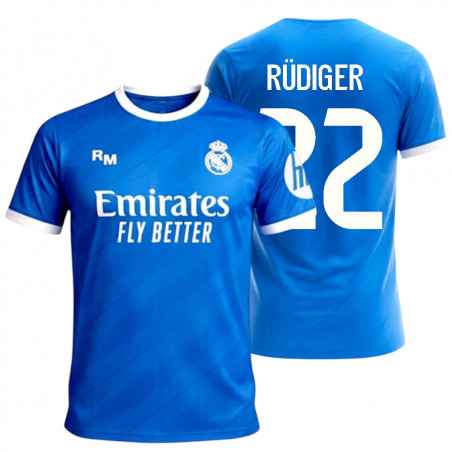 Kit Infantil Real Madrid Tercera Equipación Azul Rüdiger | Producto Oficial - StockFutbol