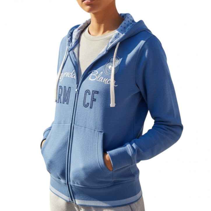 Sudadera Mujer Real Madrid Azul con Cremallera Sudadera Mujer Real Madrid Azul con Cremallera