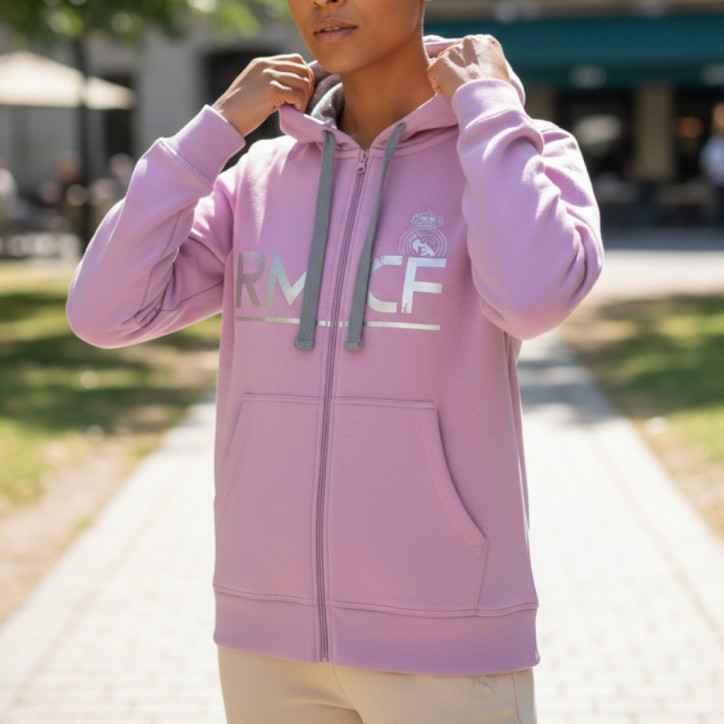 Sudadera Mujer Real Madrid Rosa con Cremallera