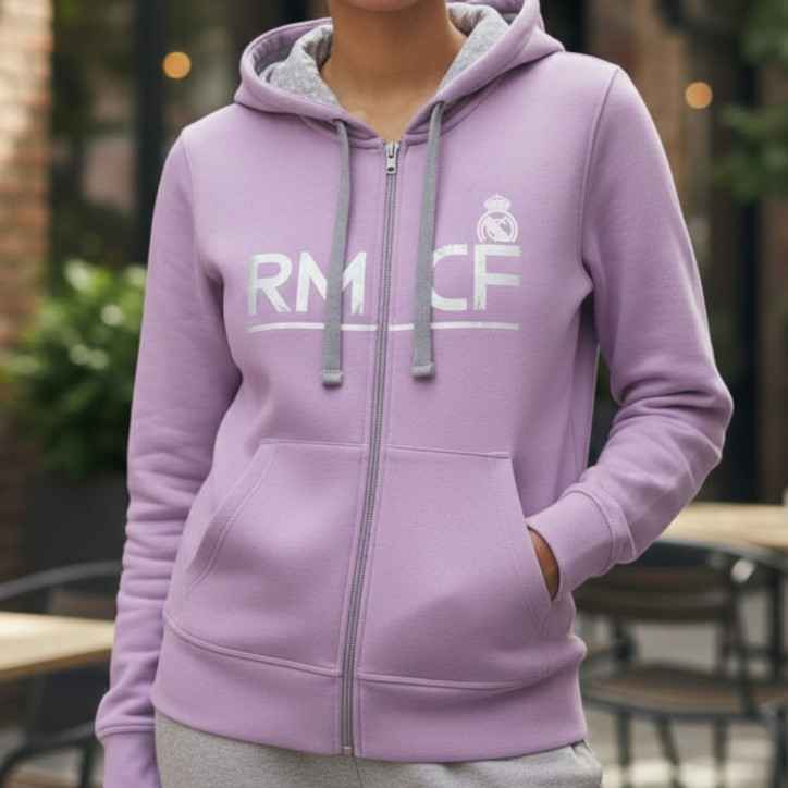 Sudadera Mujer Real Madrid Rosa con Cremallera
