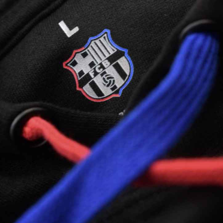 Sudadera FC Barcelona Negra con Capucha Escudo FCB