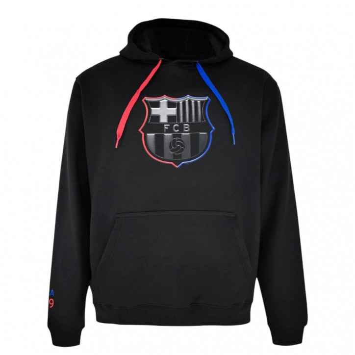 Sudadera FC Barcelona Negra con Capucha Escudo FCB