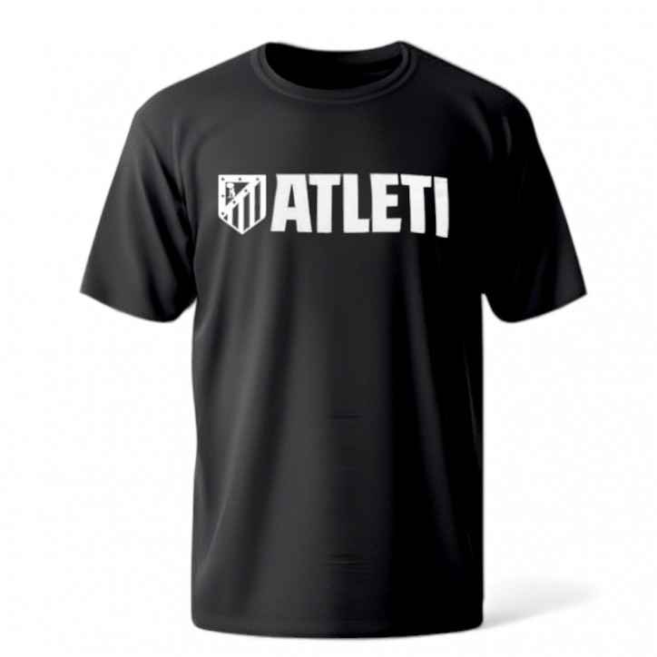 Camiseta Atlético de Madrid Negra Escudo Adulto