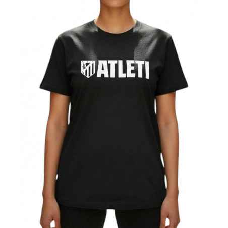 Camiseta Atlético de Madrid Negra Escudo Adulto